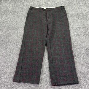Vtg Codet Pants Mens 40x28 Gray Wool Plaid Snow Workwear Canada Outdoor Logo